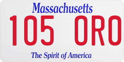 MA license plate 105OR0