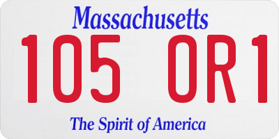 MA license plate 105OR1