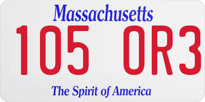MA license plate 105OR3