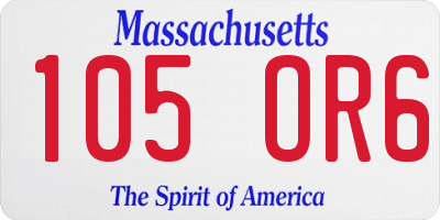 MA license plate 105OR6