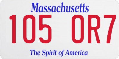 MA license plate 105OR7