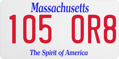 MA license plate 105OR8