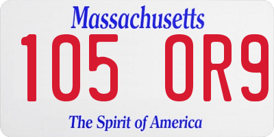 MA license plate 105OR9