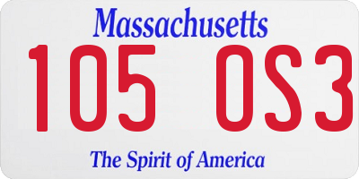 MA license plate 105OS3