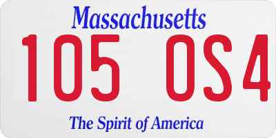 MA license plate 105OS4