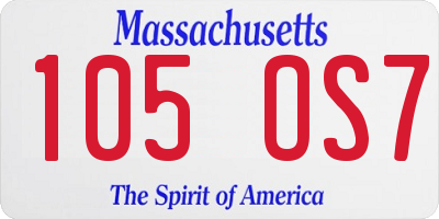 MA license plate 105OS7