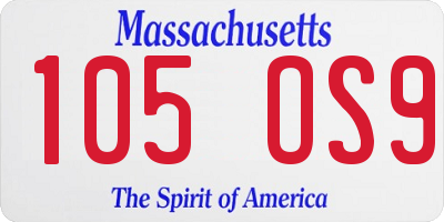 MA license plate 105OS9