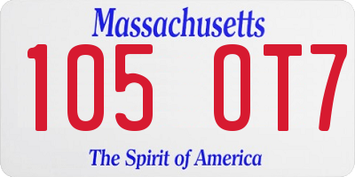 MA license plate 105OT7