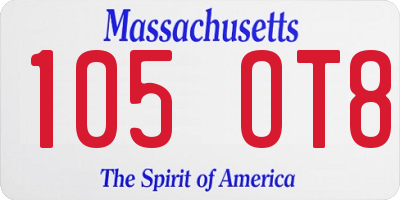 MA license plate 105OT8