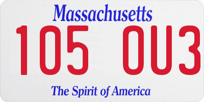 MA license plate 105OU3
