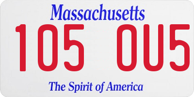 MA license plate 105OU5