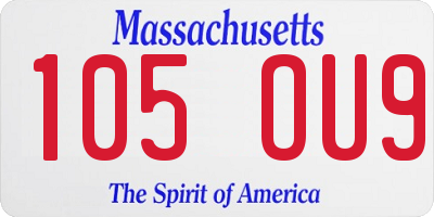 MA license plate 105OU9