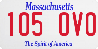 MA license plate 105OV0