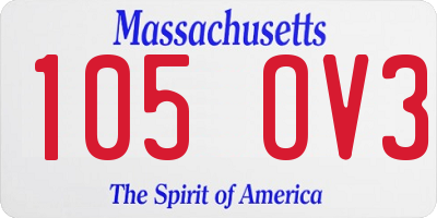 MA license plate 105OV3