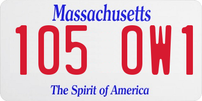 MA license plate 105OW1