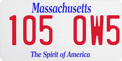 MA license plate 105OW5