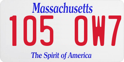 MA license plate 105OW7