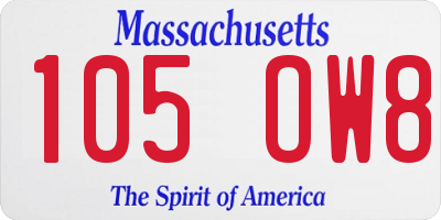 MA license plate 105OW8