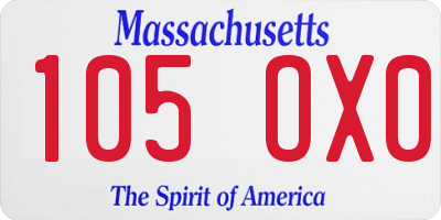 MA license plate 105OX0