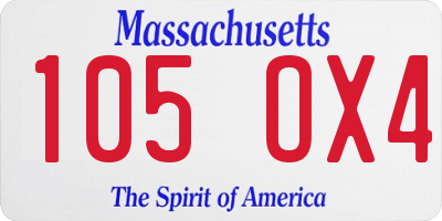 MA license plate 105OX4
