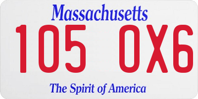 MA license plate 105OX6