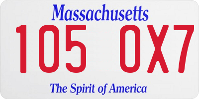 MA license plate 105OX7