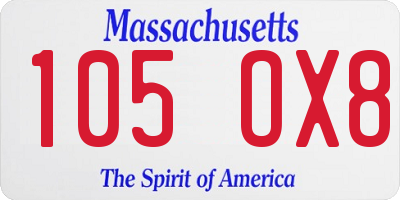 MA license plate 105OX8