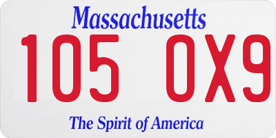 MA license plate 105OX9