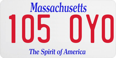 MA license plate 105OY0