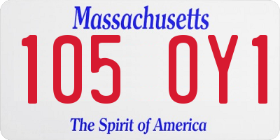 MA license plate 105OY1