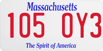 MA license plate 105OY3