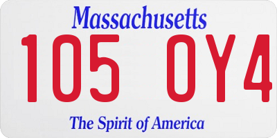 MA license plate 105OY4