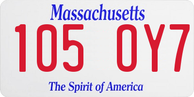 MA license plate 105OY7