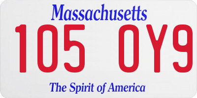 MA license plate 105OY9