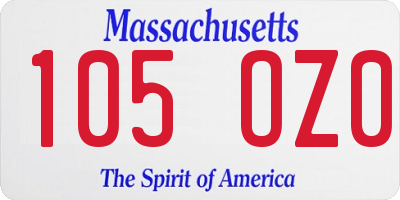 MA license plate 105OZ0
