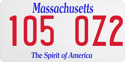 MA license plate 105OZ2