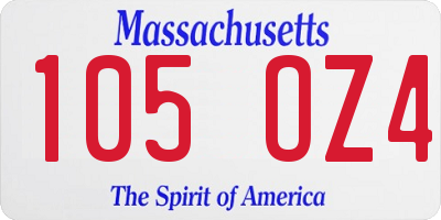 MA license plate 105OZ4
