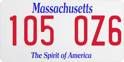 MA license plate 105OZ6