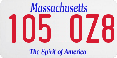 MA license plate 105OZ8