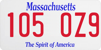 MA license plate 105OZ9