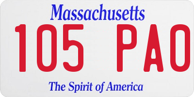 MA license plate 105PA0