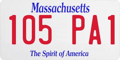 MA license plate 105PA1