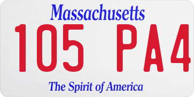 MA license plate 105PA4