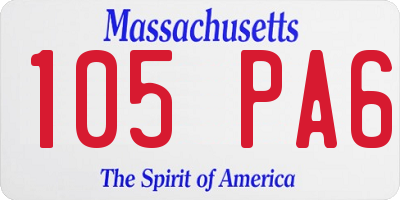MA license plate 105PA6
