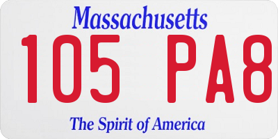 MA license plate 105PA8