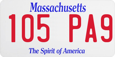 MA license plate 105PA9