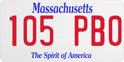 MA license plate 105PB0