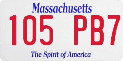 MA license plate 105PB7