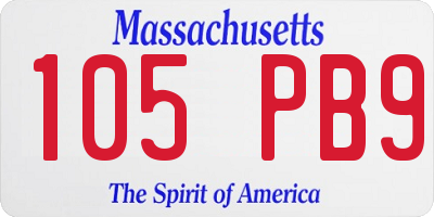 MA license plate 105PB9