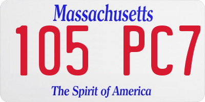 MA license plate 105PC7